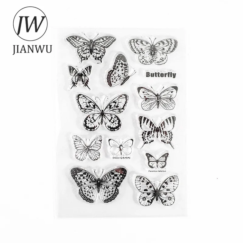 JIANWU Minimalist Black White Transparent Stamp Creative Retro Scrapbooking Journal Decoration Silicone Seal Stationery Supplies thumbnail 4