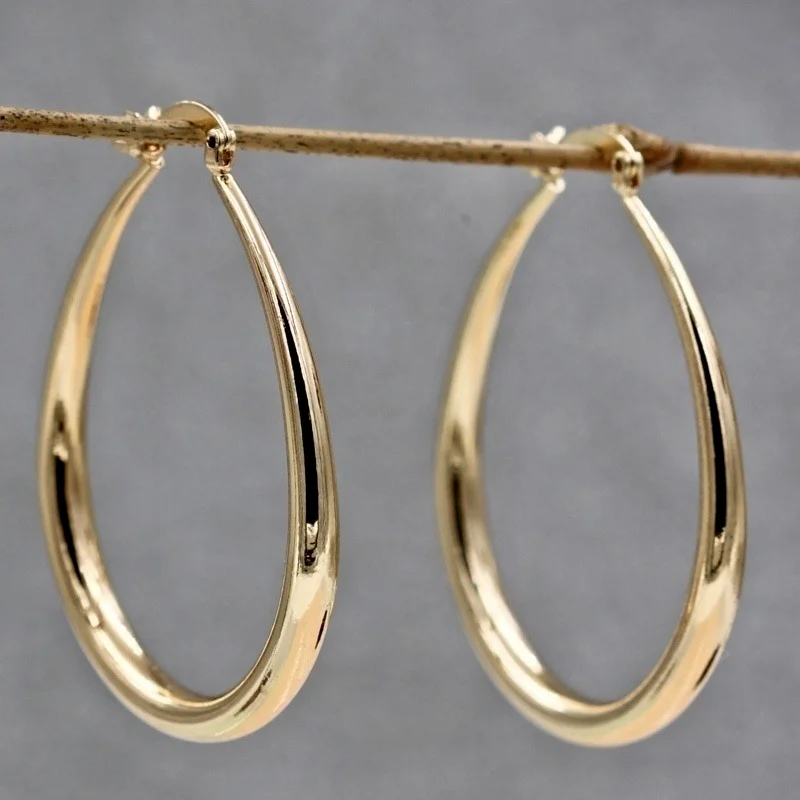 Shine Gold Color Women Earrings Fashion Smooth Hoop Earrings for Women Engagement Wedding Jewelry Gift thumbnail 2