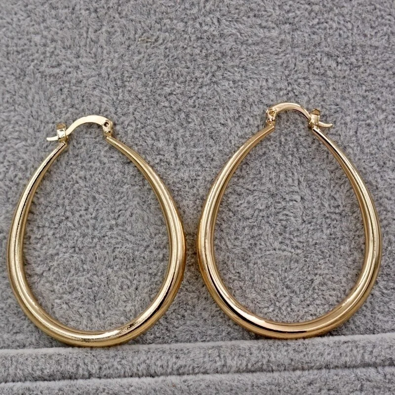 Shine Gold Color Women Earrings Fashion Smooth Hoop Earrings for Women Engagement Wedding Jewelry Gift thumbnail 6