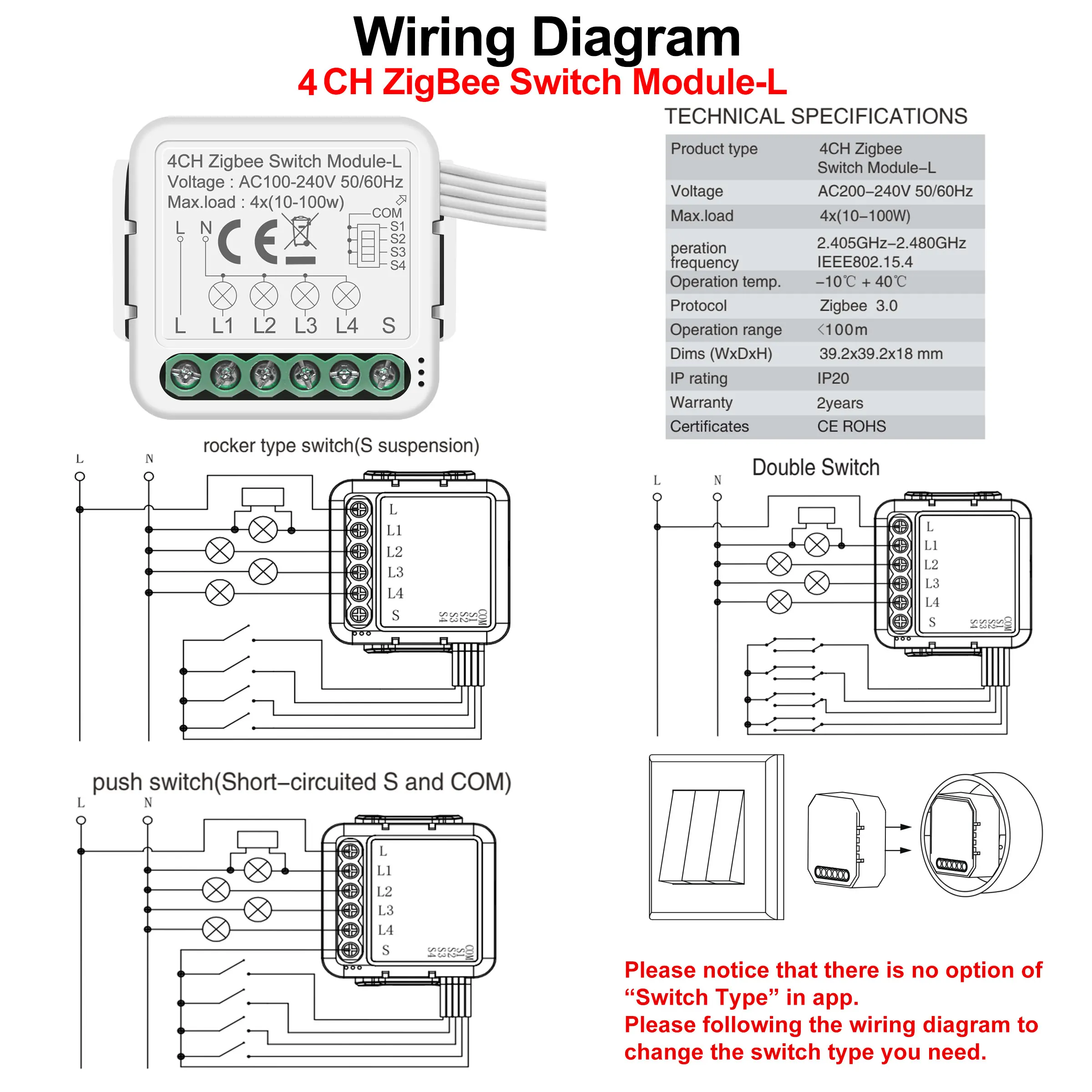 GIRIER Tuya ZigBee 3.0 Smart Switch Module No Neutral Wire Required Smart Home DIY Light Breaker Works with Alexa Google Home thumbnail 6