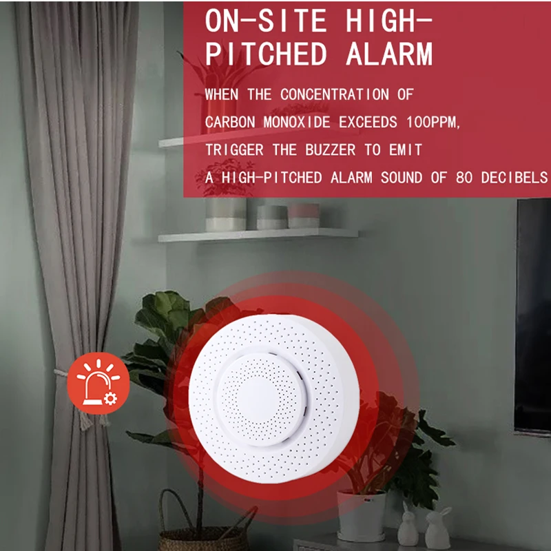 Tuya Smart Life CO Gas Leak Carbon Monoxide Detector WIFI/Zigbee APP Concentration Display Smoke Detection Alarm Sensor Home thumbnail 2