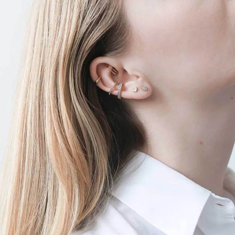 CRMYA Luxury Gold Silver Filled Clip Earring For Women Full CZ Zircon Big Circle Men's Ear Cuff Jewelry Clip On Ear Wholesale thumbnail 4