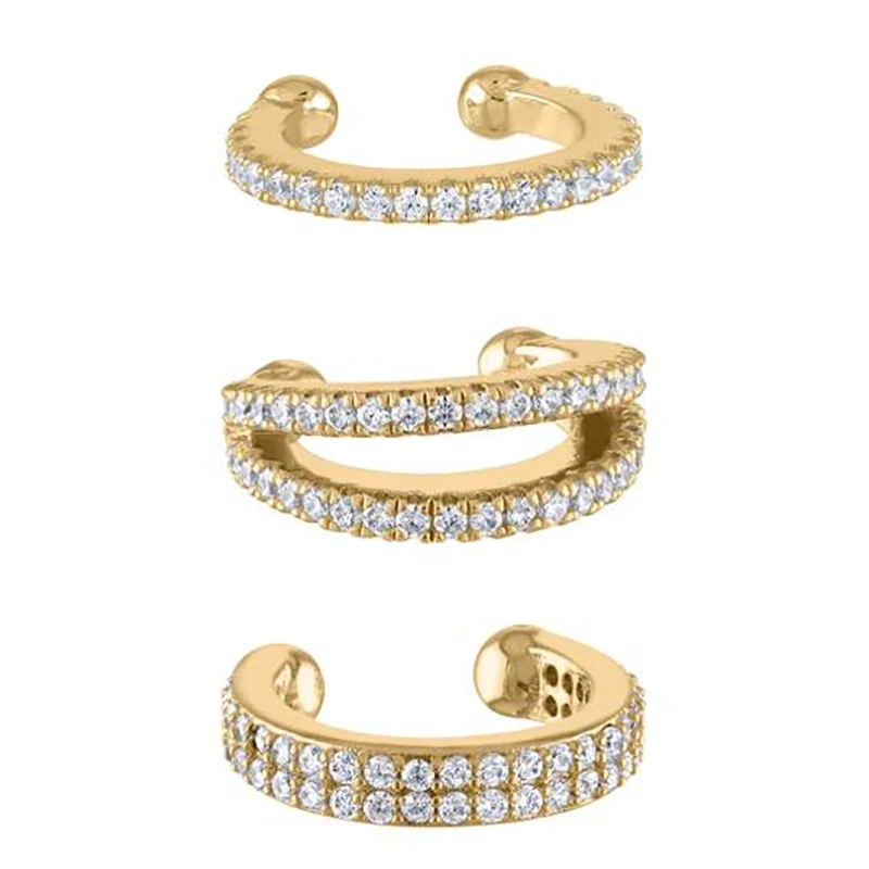 CRMYA Luxury Gold Silver Filled Clip Earring For Women Full CZ Zircon Big Circle Men's Ear Cuff Jewelry Clip On Ear Wholesale thumbnail 5