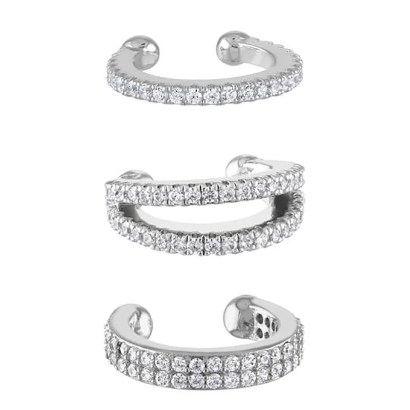 CRMYA Luxury Gold Silver Filled Clip Earring For Women Full CZ Zircon Big Circle Men's Ear Cuff Jewelry Clip On Ear Wholesale thumbnail 6