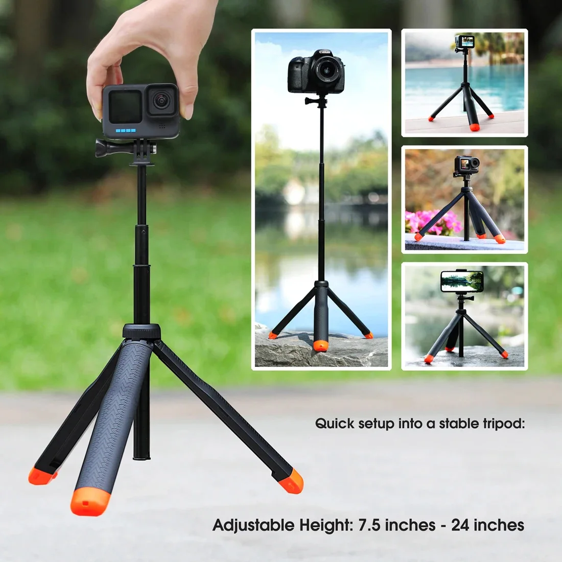 SOONSUN Floating Tripod for GoPro Hero Insta360 Akaso DJI Action Camera Float Extendable Pole  Hand Grip Waterproof Selfie Stick thumbnail 5