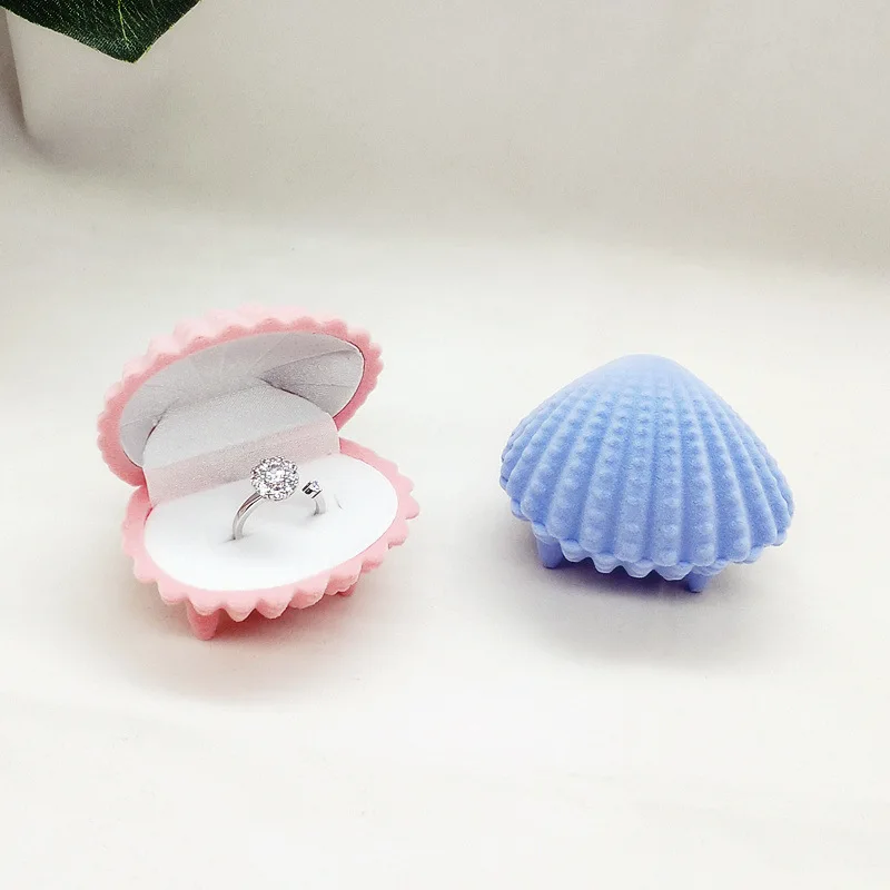 Flock Suede Velvet  Flip Child Kid Necklace Earring Stud Finger Ring Exquisite Shell Starfish Crown Jewelry Box Jewel Case thumbnail 5