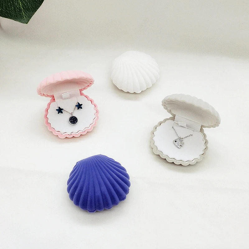 Flock Suede Velvet  Flip Child Kid Necklace Earring Stud Finger Ring Exquisite Shell Starfish Crown Jewelry Box Jewel Case thumbnail 2
