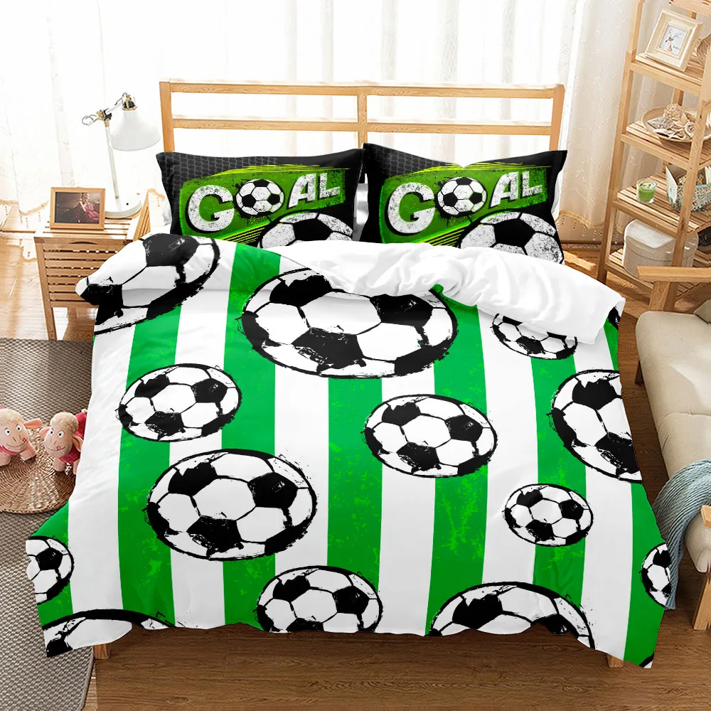 Passionate Soccer Ball Duvet Cover Set King Queen Double Full Twin Single Size Boys Bed Linen Set thumbnail 5