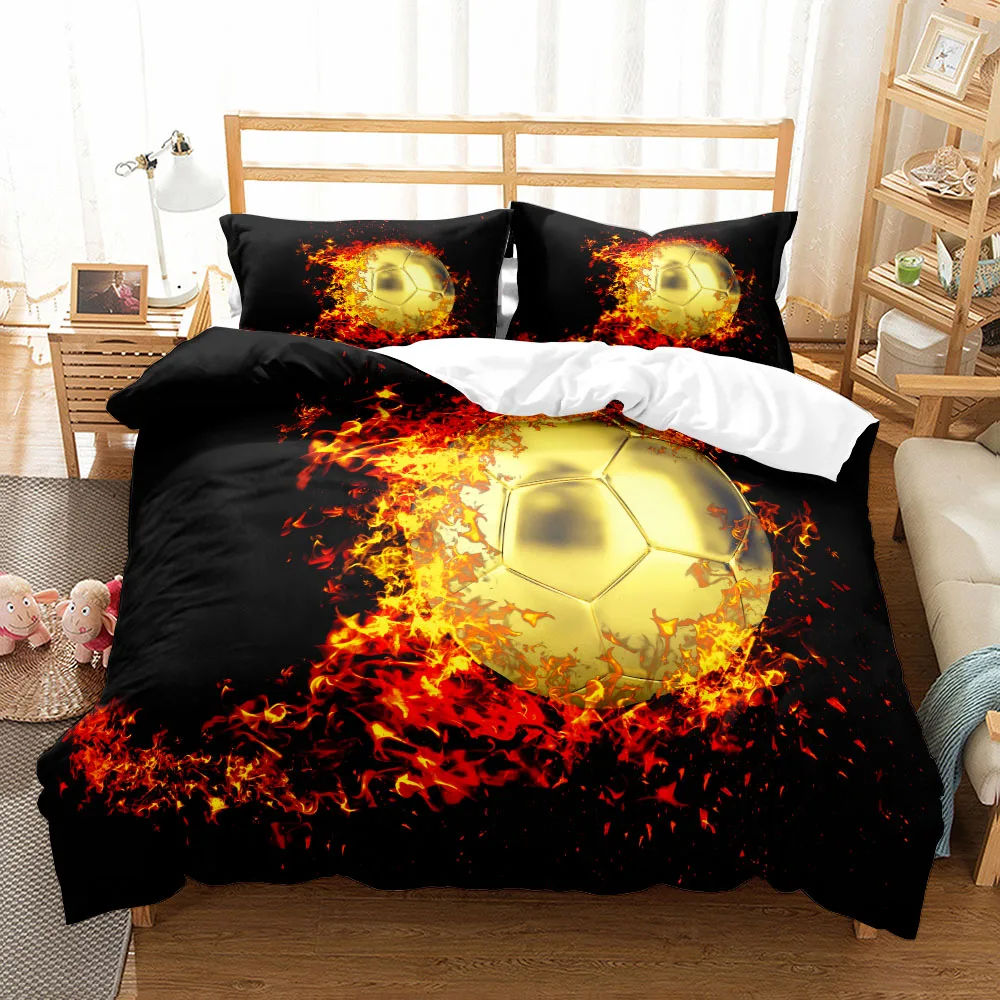 Passionate Soccer Ball Duvet Cover Set King Queen Double Full Twin Single Size Boys Bed Linen Set thumbnail 4