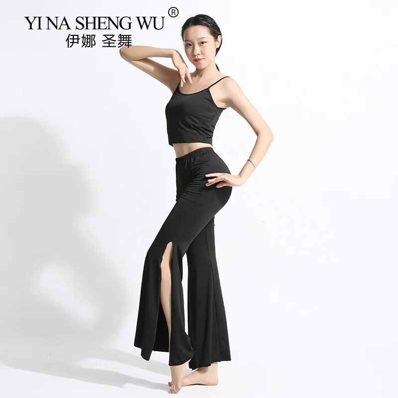 New Style Dance Practice Clothes Women's Suit Gauze Long Shirt Wide-leg Pants with Sleeves Tops Classical Dance Practice Clothes thumbnail 6