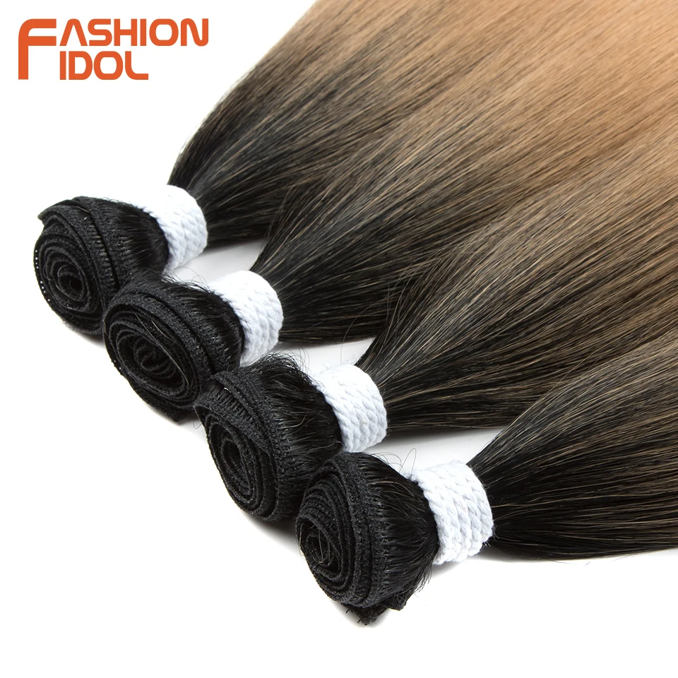 Bone Straight Hair Extensions Ombre Blonde Hair Bundles Super Long Hair Synthetic 24 Inch Straight Hair Full to End FASHION IDOL thumbnail 5