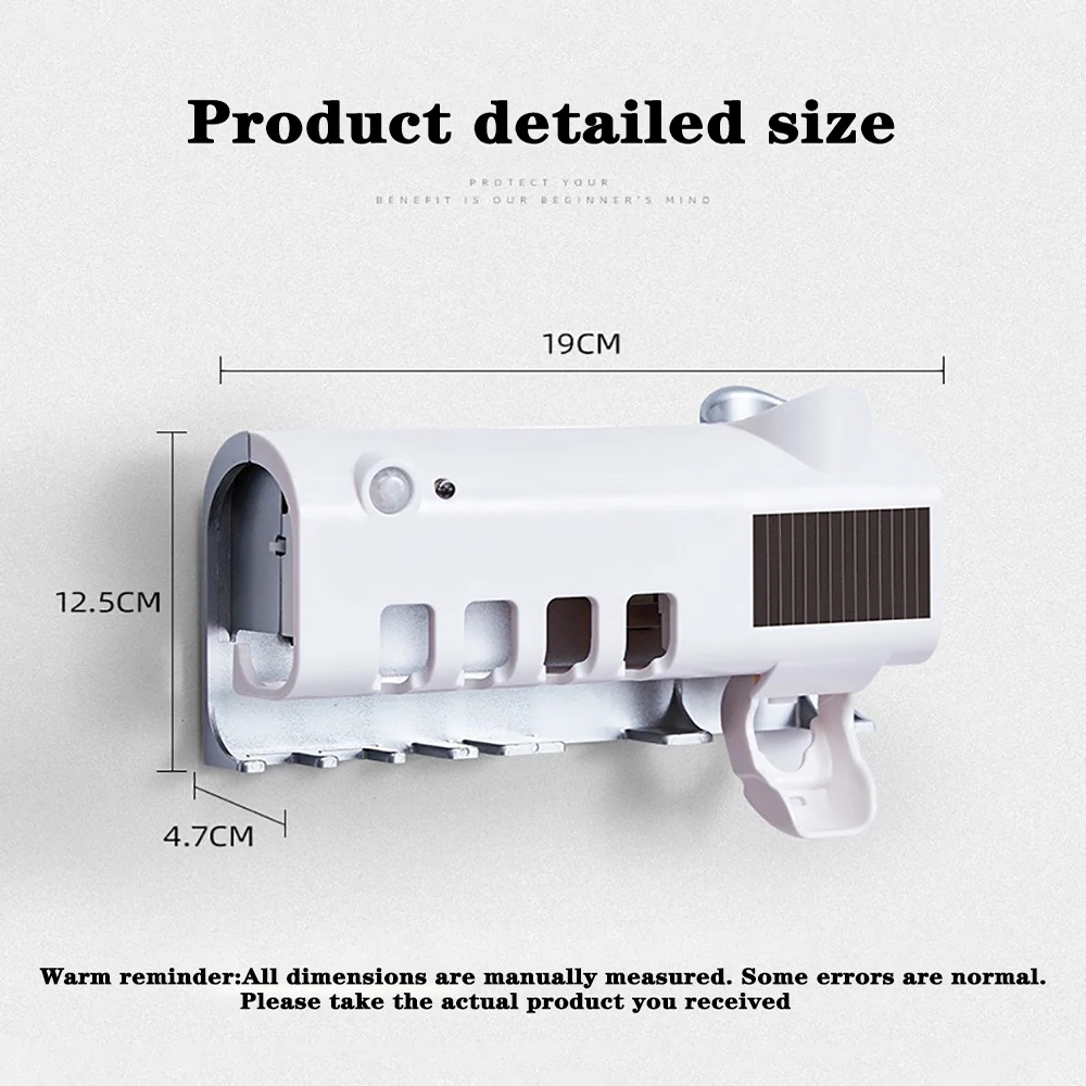 Toothbrush Holder Toothpaste Dispenser Solar Energy Bathroom Toothbrush Storage Box Multi-function Storage Holder USB Charge thumbnail 6