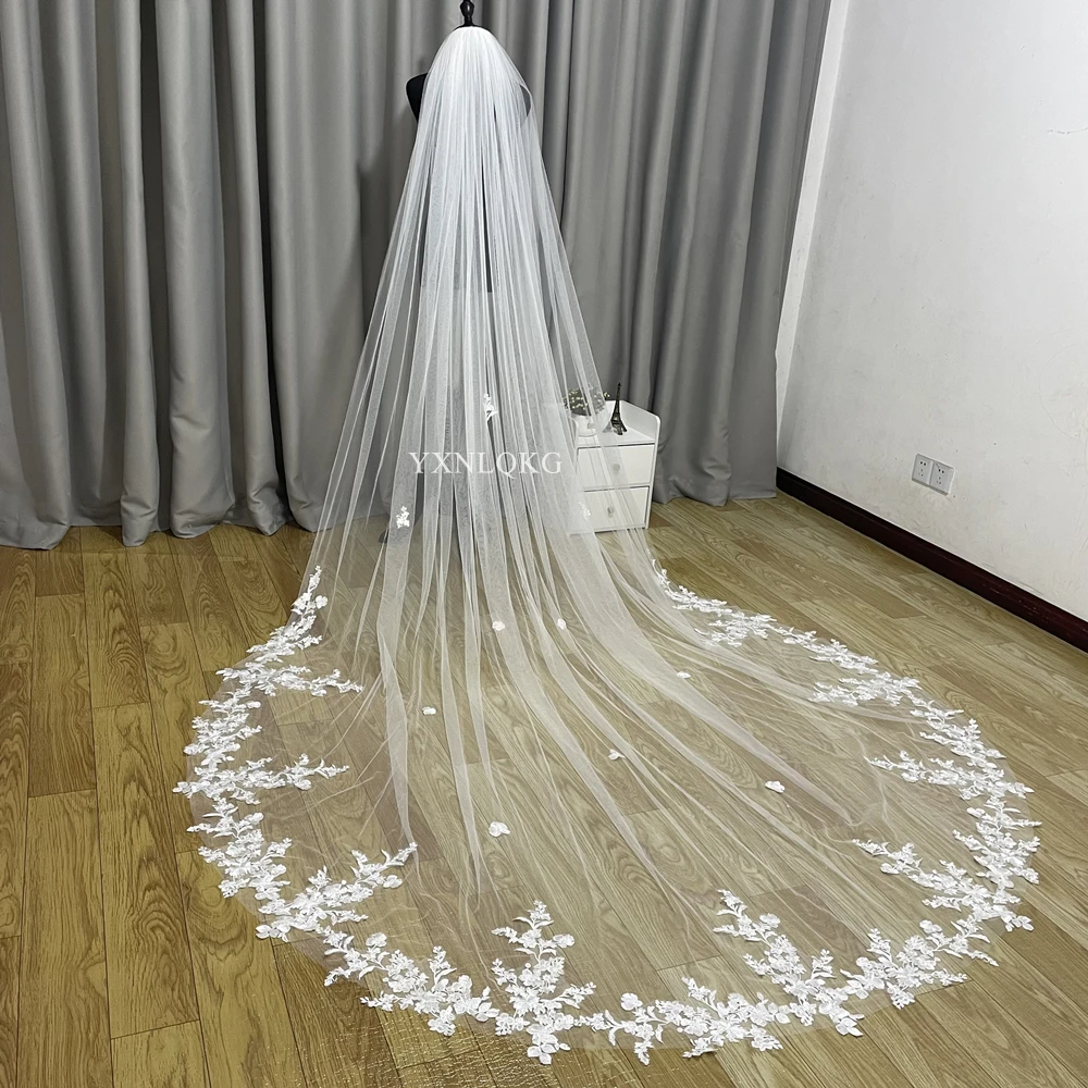 3m Cathedral Wedding Bridal Veil Soft Lace Ivory white Veil with Comb Veu Velo Noiva Wedding accessories 3m 4m 5m Customiz Veil thumbnail 2