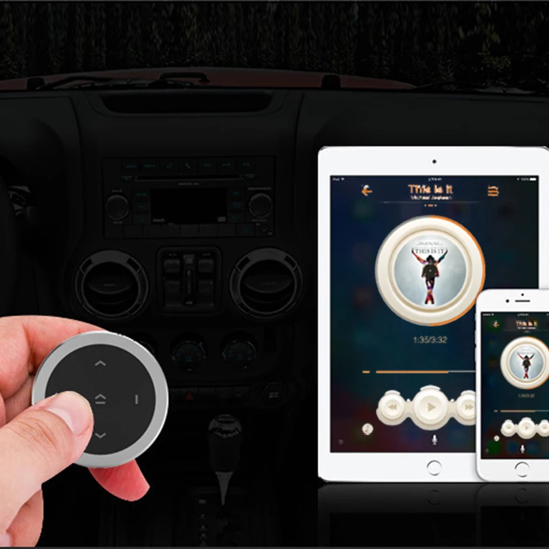 Mini Wireless Bluetooth-compatible Media Button Remote Controller Car Motorcycle Steering Wheel MP3 Music Play For IOS Android thumbnail 5
