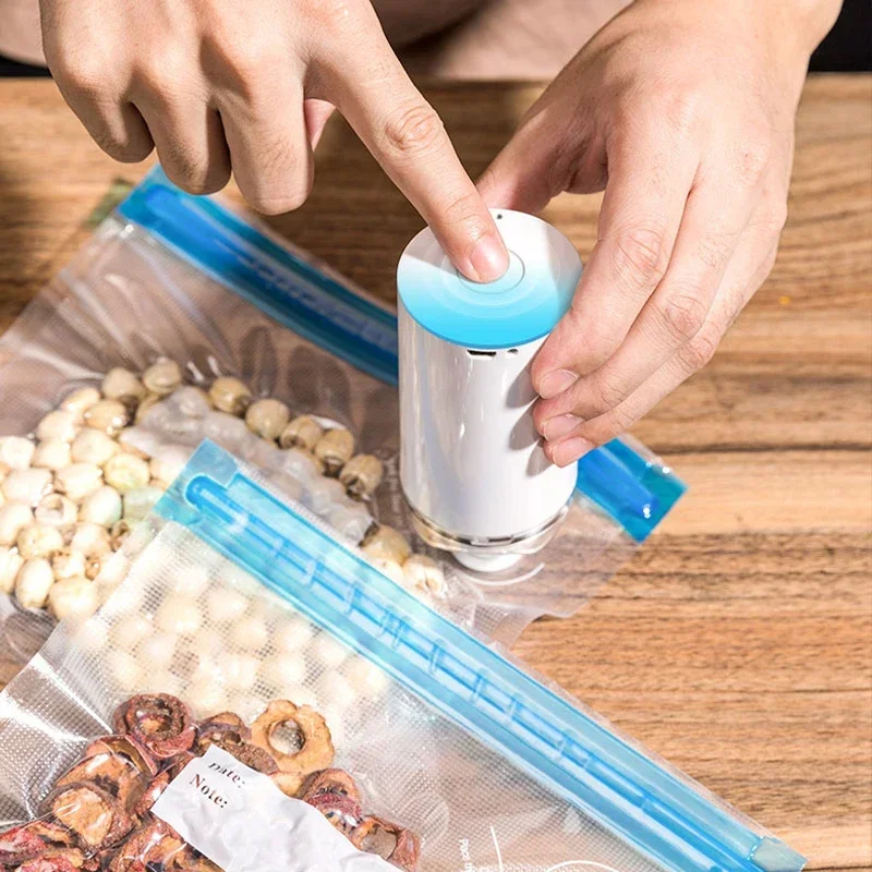 Reusable Vacuum Food Storage Zipper Bags Set Electric Handheld Vacuum Sealer Pump Sous Vide Bags USB Rechargeable BPA Free thumbnail 2