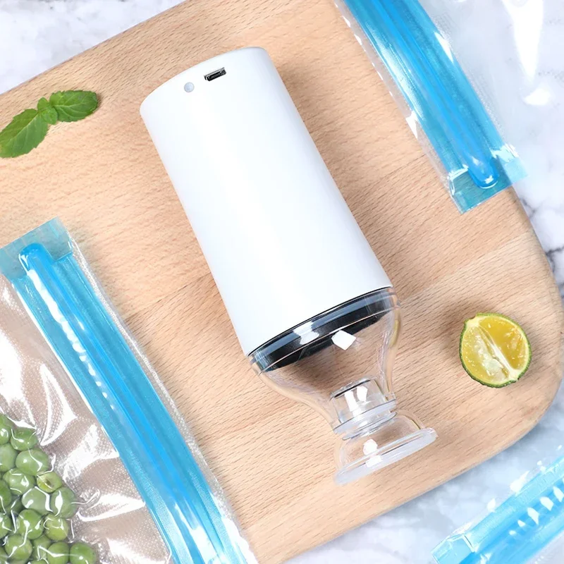 Reusable Vacuum Food Storage Zipper Bags Set Electric Handheld Vacuum Sealer Pump Sous Vide Bags USB Rechargeable BPA Free thumbnail 5