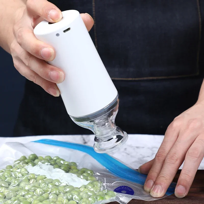 Reusable Vacuum Food Storage Zipper Bags Set Electric Handheld Vacuum Sealer Pump Sous Vide Bags USB Rechargeable BPA Free thumbnail 6