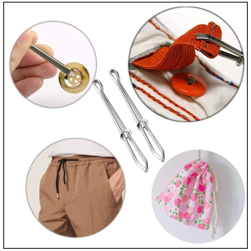 2pcs High Quality Garment Clips Sewing DIY Tools Elastic Band Tape Punch Cross Stitch Threader Wear Elastic Clamp (Wear Rope) thumbnail 6