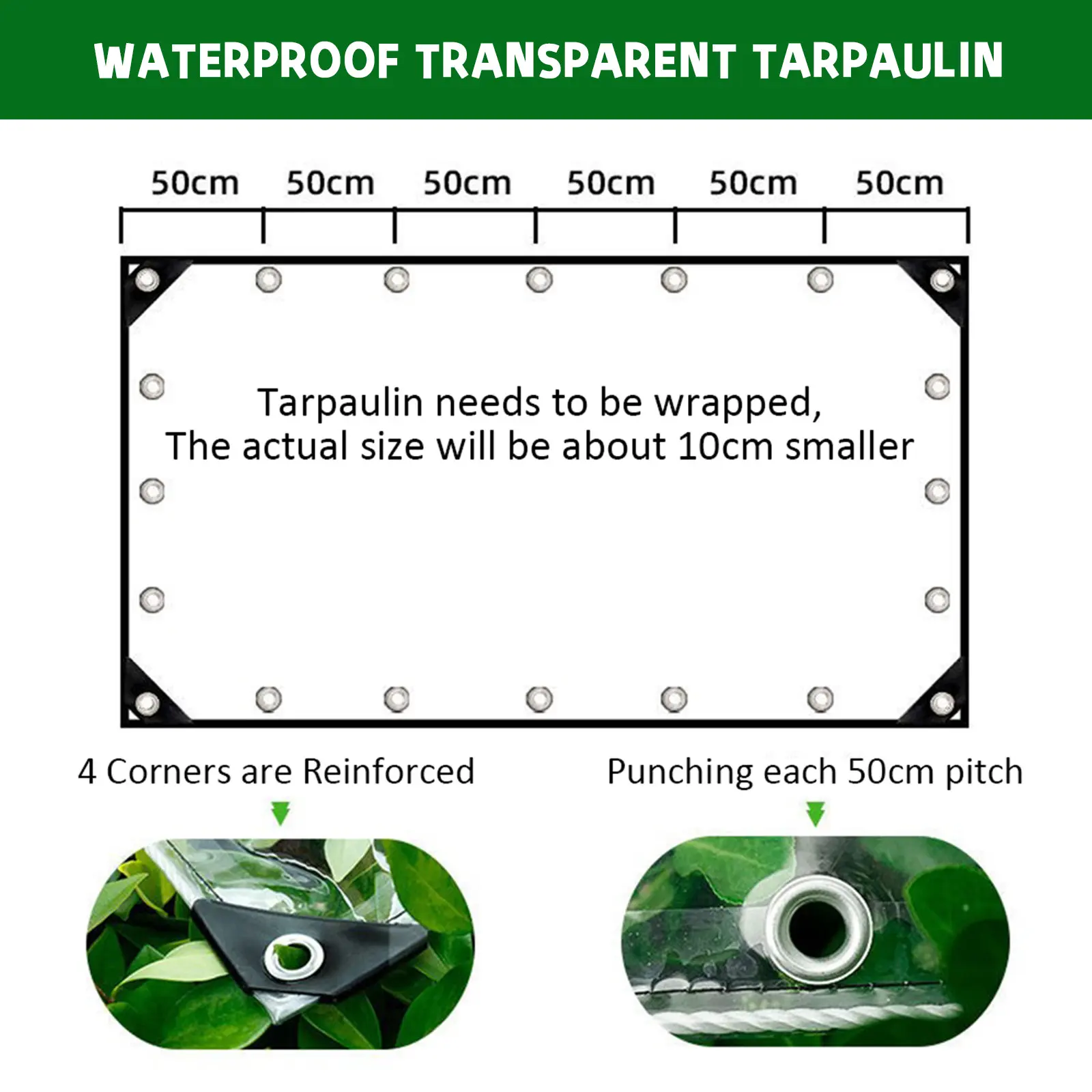Waterproof Transparent PVC Tarpaulin with Eyelets Weatherproof Durable Canopies Foldable 0.39 mm Rain Cover for Garden Furniture thumbnail 2