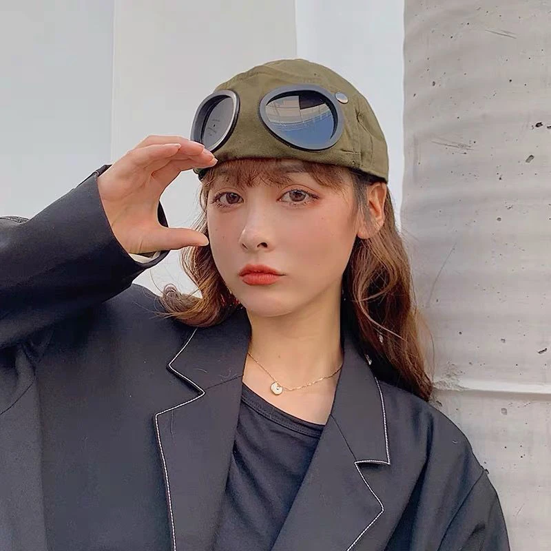 Hip Hop Aviator Hat With Sunglasses For Men Women Fashion Glasses Bonnet Summer Outdoor Sun Visors Fashion Punk Baseball Cap thumbnail 3