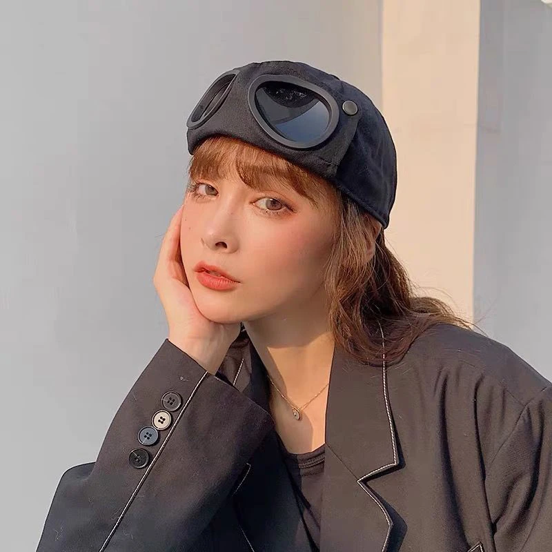 Hip Hop Aviator Hat With Sunglasses For Men Women Fashion Glasses Bonnet Summer Outdoor Sun Visors Fashion Punk Baseball Cap thumbnail 4