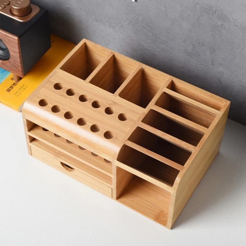 Wooden multifunctional storage box Mobile service desk storage rack Screwdriver Tweezers holder thumbnail 3