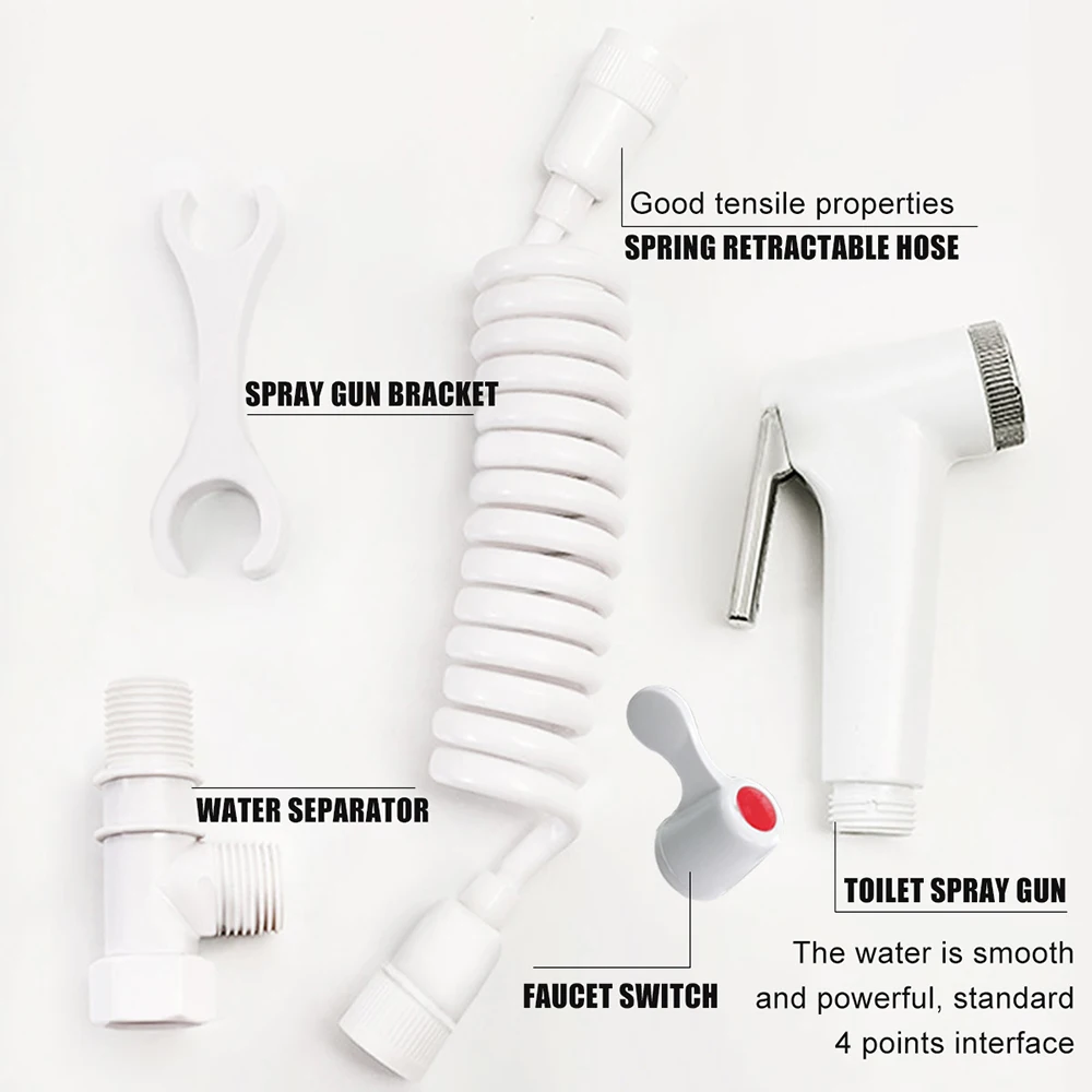 1Set Handheld Toilet Bidet Tap Handheld Shower Sprayer Female Hygeian Flushing Device Kit ABS Portable Bidet Sprayer Set thumbnail 4