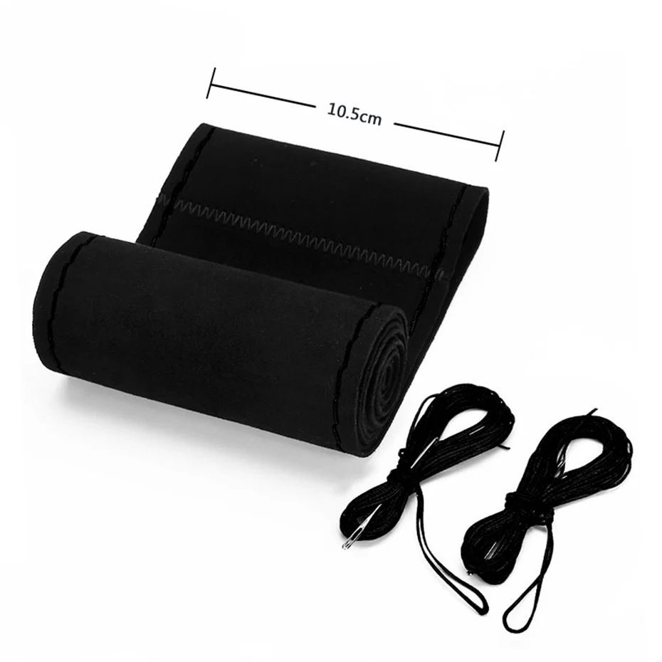 Fur Steering Wheel Cover For Car Universal 38cm Braided Car Steering Wheel Protection Cover Leather Anti Slip Interior Parts thumbnail 4