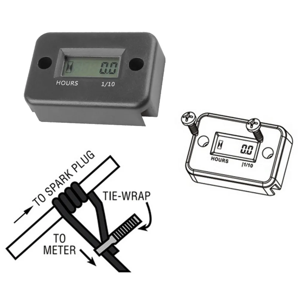 Digital Hour Meter LCD Counter For ATV Motorcycle Instruments Clocks Snowmobile Boat Generator Bike Car Accessories thumbnail 6