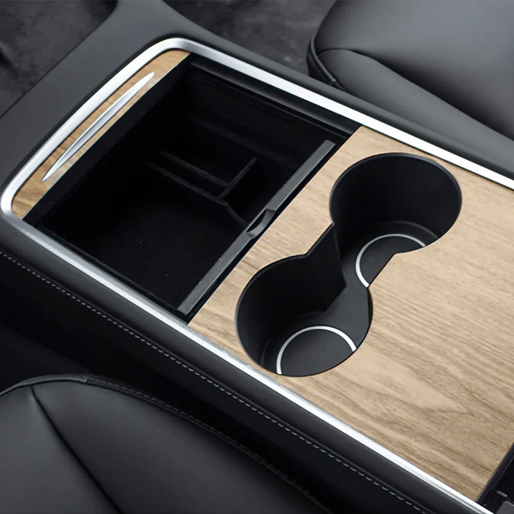 For Tesla Model 3 Y 2021-2023 Center Console Panel Sticker Wood Grain Film Carbon Central Control Cover Car Interior Accessories thumbnail 2