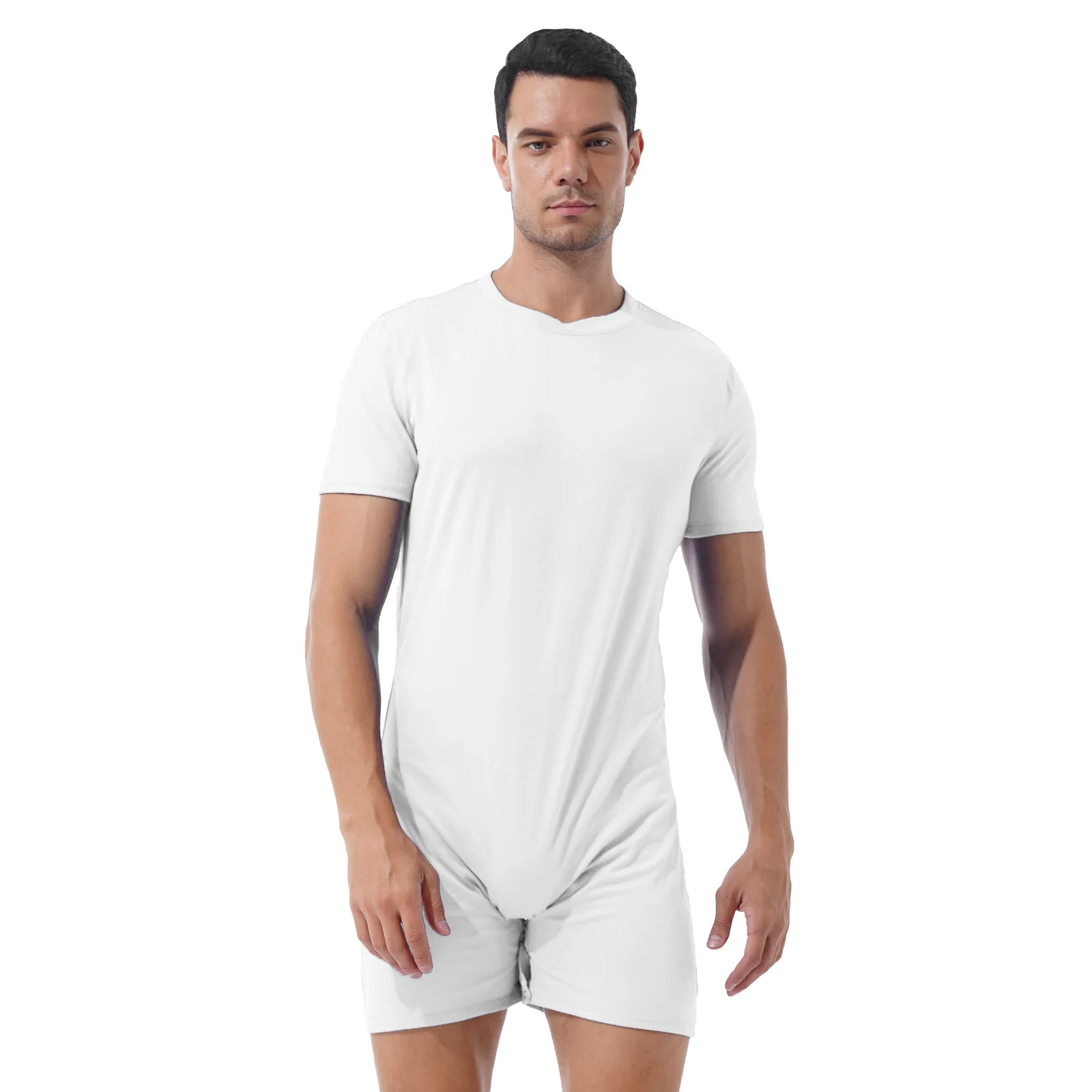 One-piece for Men Swimwear Swimsuit Round Neck Short Sleeve Jumpsuit Rompers Summer Sports Exercise Running Bodysutis Beach Wear thumbnail 5