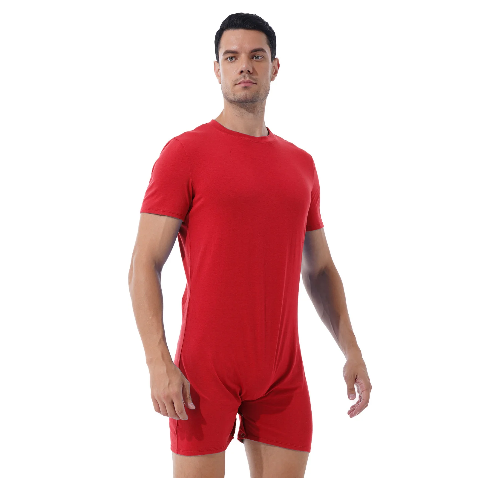 One-piece for Men Swimwear Swimsuit Round Neck Short Sleeve Jumpsuit Rompers Summer Sports Exercise Running Bodysutis Beach Wear thumbnail 4