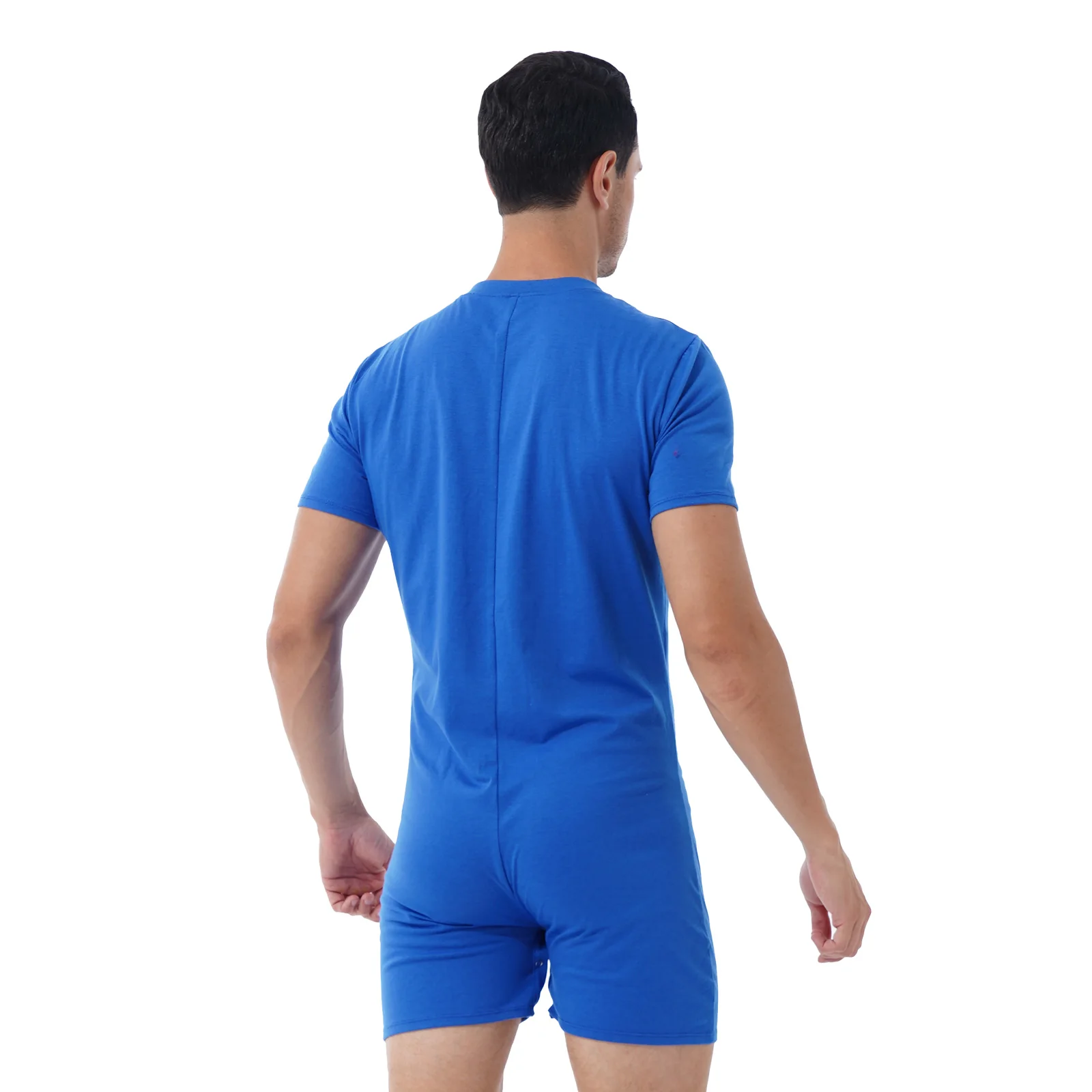 One-piece for Men Swimwear Swimsuit Round Neck Short Sleeve Jumpsuit Rompers Summer Sports Exercise Running Bodysutis Beach Wear thumbnail 2