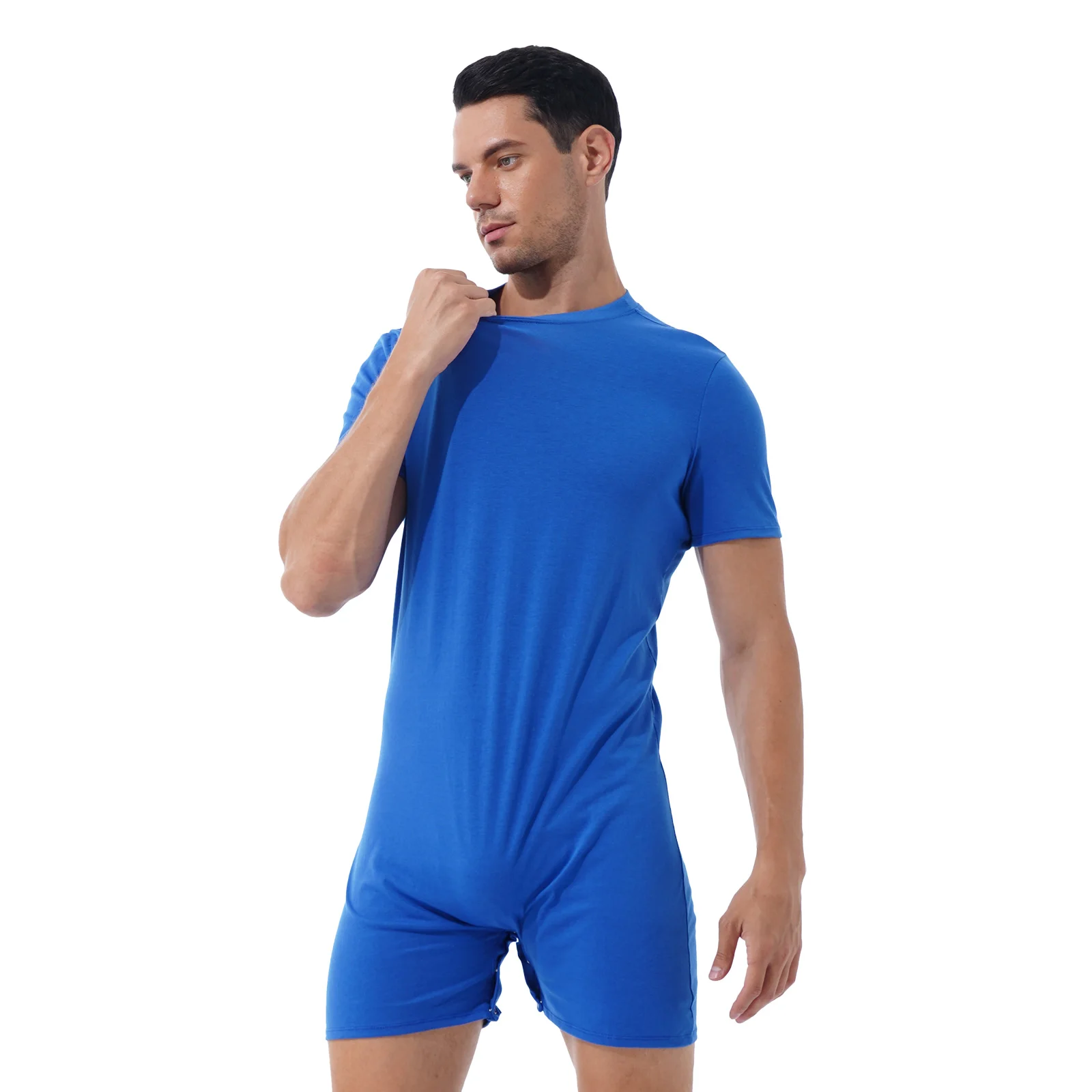 One-piece for Men Swimwear Swimsuit Round Neck Short Sleeve Jumpsuit Rompers Summer Sports Exercise Running Bodysutis Beach Wear thumbnail 6
