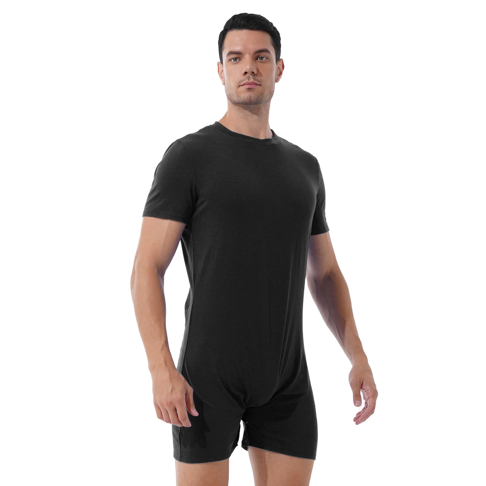 One-piece for Men Swimwear Swimsuit Round Neck Short Sleeve Jumpsuit Rompers Summer Sports Exercise Running Bodysutis Beach Wear thumbnail 3