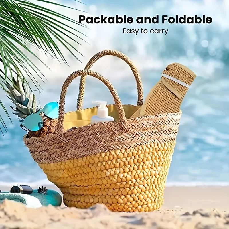 Women Summer Visors Hat Hat - Stylish and UV-Resistant for Outdoor HikingFoldable Sun Cap Wide Large Brim Beach Straw Hats Chape thumbnail 5
