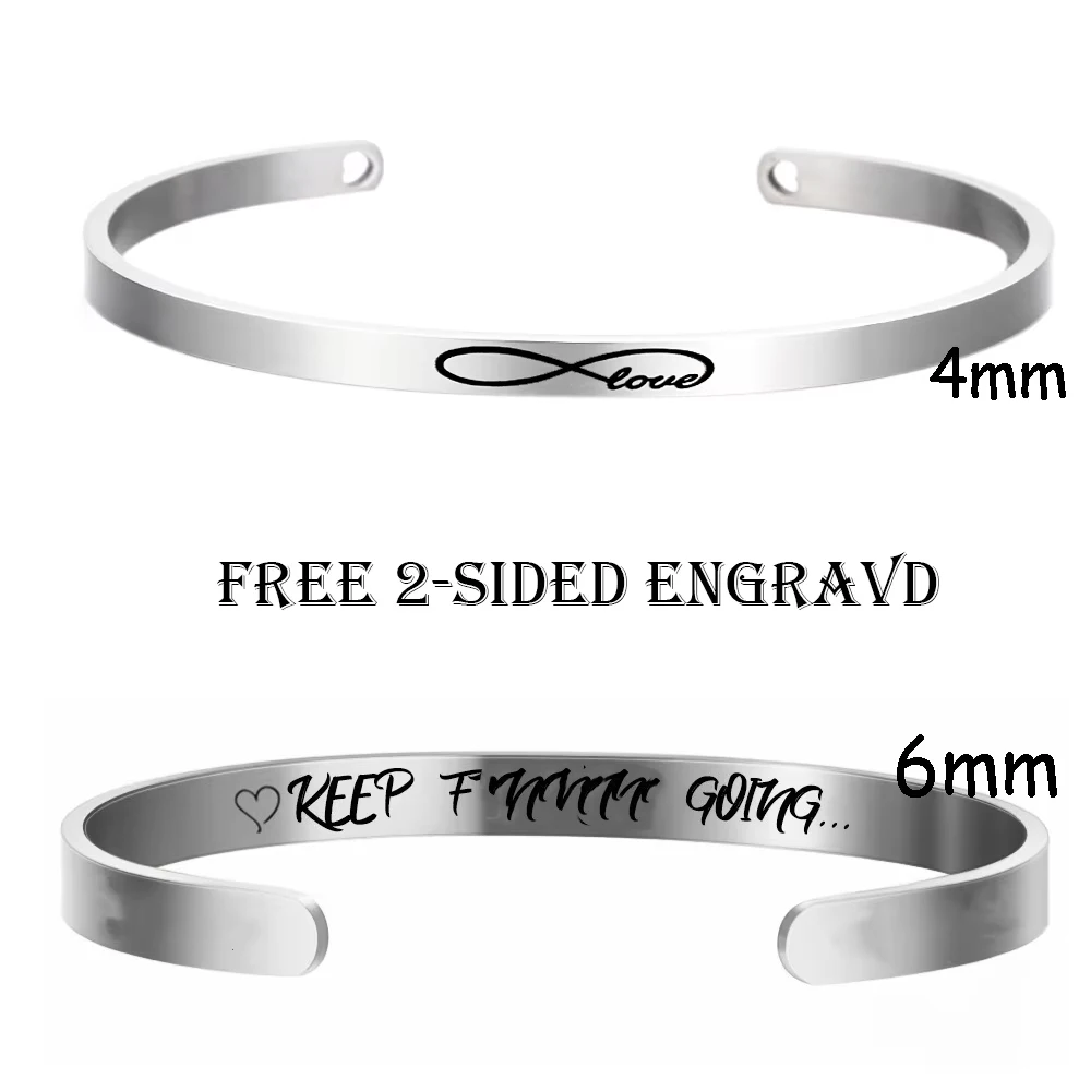 Personnalisé Bracelet for Women Custom Necklace Bar Engraved Name Text Mantra Bangle Cuff Stainless Steel Jewelry for Women Gift thumbnail 4