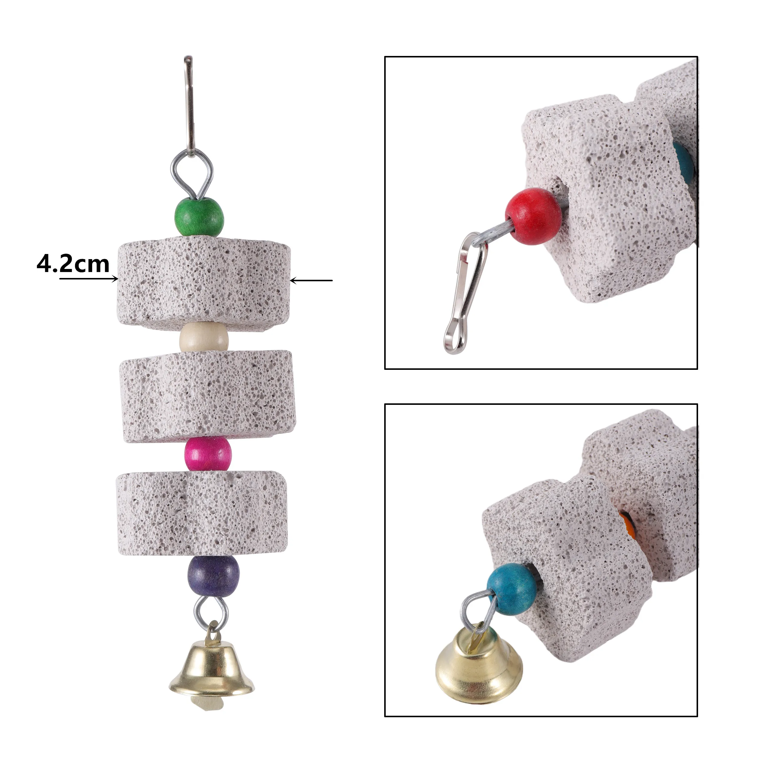 Stone Mineral for Ornament Parrot Pet Supplies Bird Cage Toy Grinding Stone Flower Shape Chew Bite Hang Style Parakeet Toy 1Pc thumbnail 2