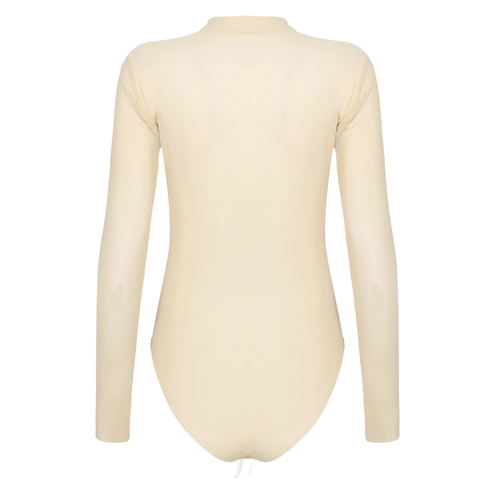 Womens Girls Fashion See-through Long Sleeve Bodysuit Lingerie Nightwear Crew Neck High Cut Leotard for Dating Nightclub Teddies thumbnail 4