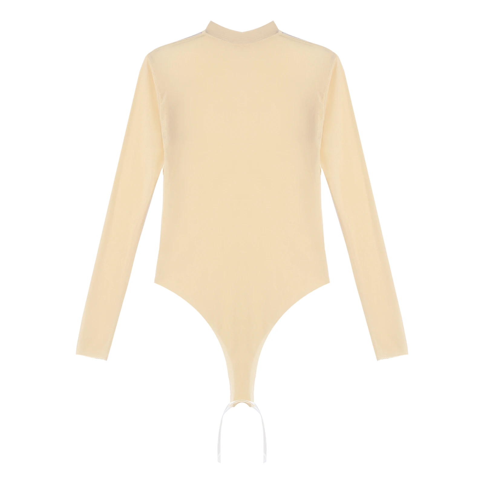 Womens Girls Fashion See-through Long Sleeve Bodysuit Lingerie Nightwear Crew Neck High Cut Leotard for Dating Nightclub Teddies thumbnail 5