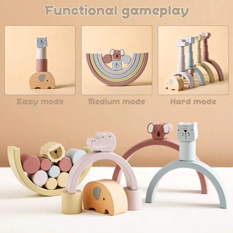 Creative Loose Parts Toys Baby Wooden Constructor Set Montessori Toys for Children Nordic Sensory Toy Waldorf Baby Gifts thumbnail 5