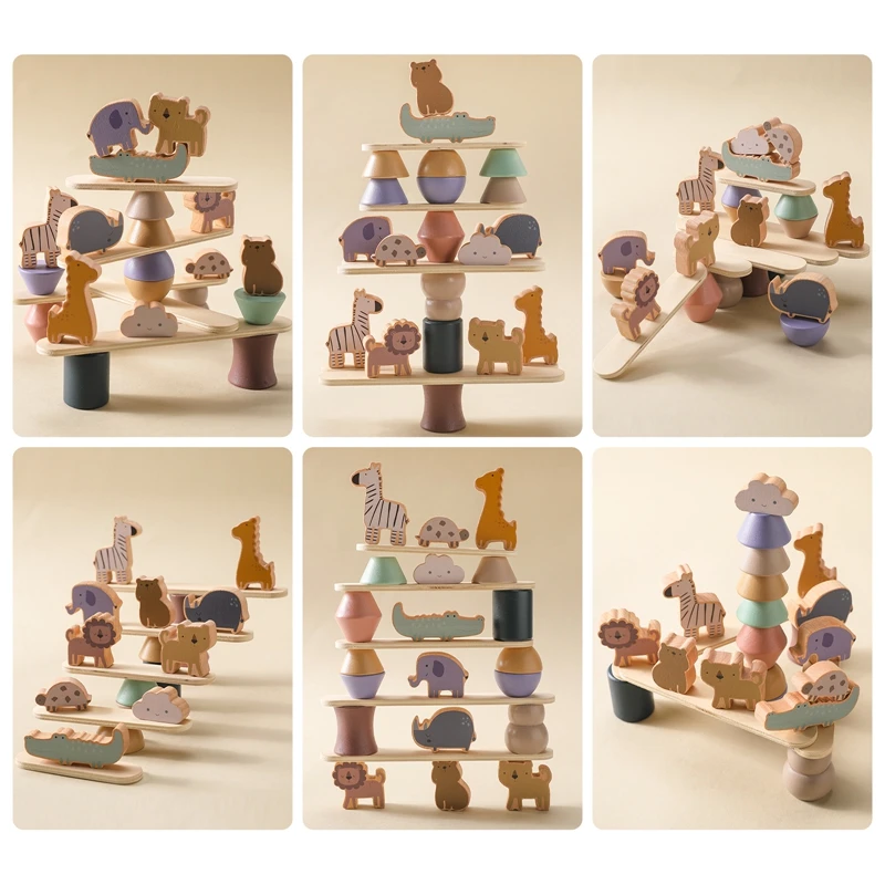 Creative Loose Parts Toys Baby Wooden Constructor Set Montessori Toys for Children Nordic Sensory Toy Waldorf Baby Gifts thumbnail 6