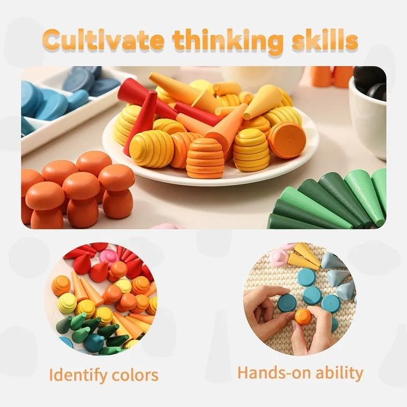 Creative Loose Parts Toys Baby Wooden Constructor Set Montessori Toys for Children Nordic Sensory Toy Waldorf Baby Gifts thumbnail 2