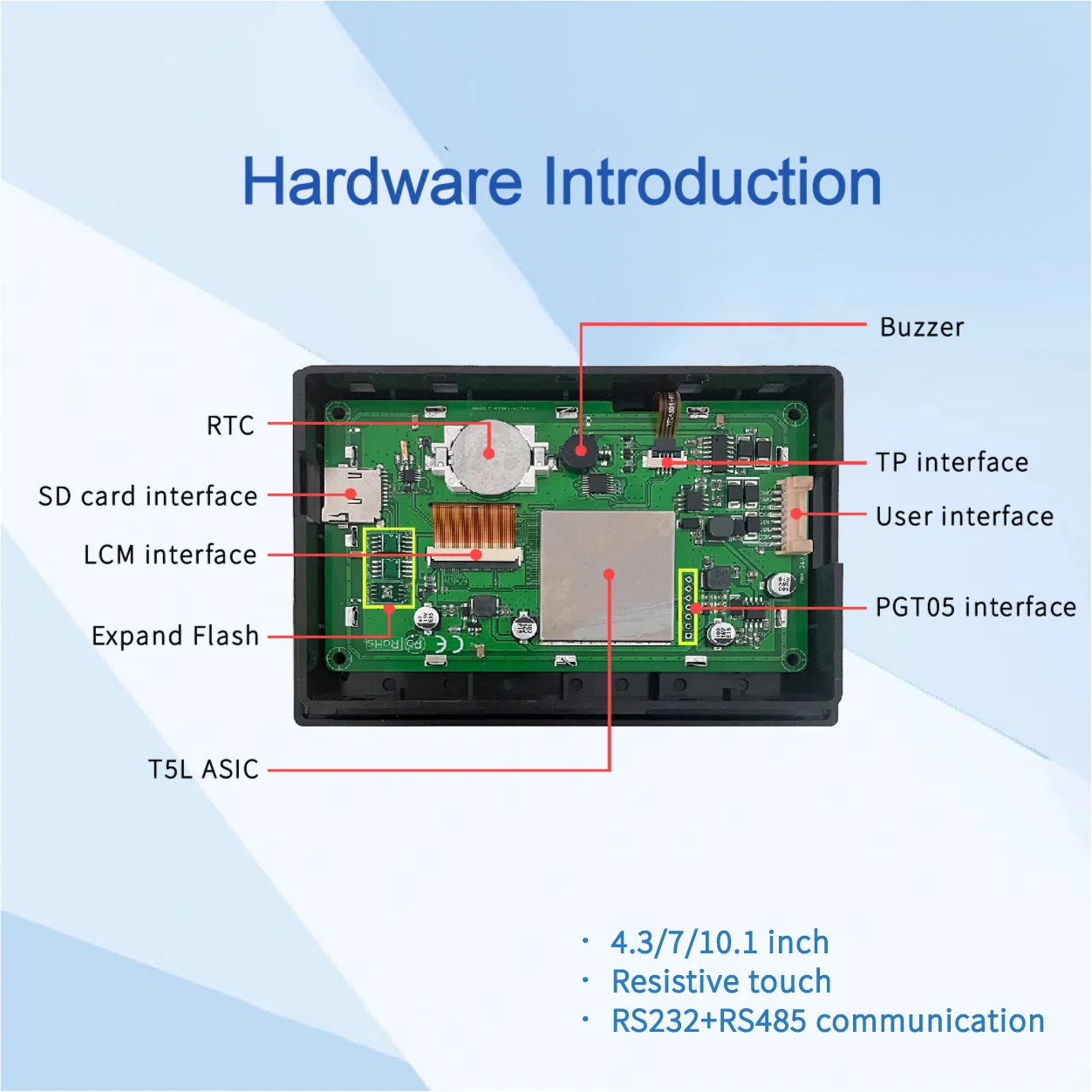 DWIN 4.3/7.0/10.1 DGUS2 Commercial Grade  HMI LCD Display Resistive Touch Screen With Shell Connect With PLC/Arduino/STM32 thumbnail 4