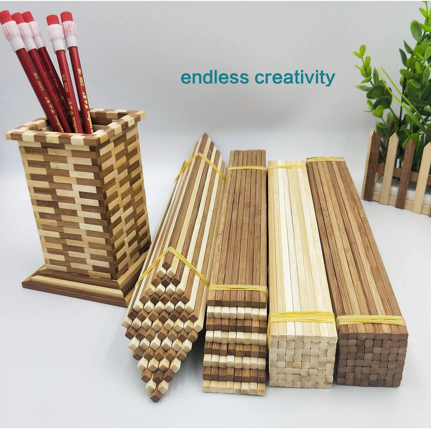 50PCS Multi-size Round Square Bamboo Sticks DIY Handcraft Making Modeling Materials Handmade building model materials 30cm long thumbnail 5