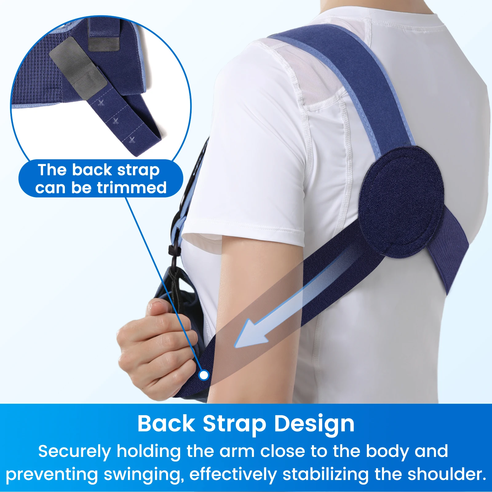 VELPEAU Arm Sling for Rotator Cuff Injury, Broken Hand and Elbow Dislocation, Medical Shoulder Immobilizer Fits Left & Right Arm thumbnail 3