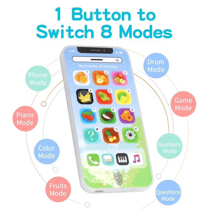 Kids Early Educational Mobile Phone Toy Children English Learning Music Cellphone with Light and Sound for Baby Infant Gift thumbnail 3