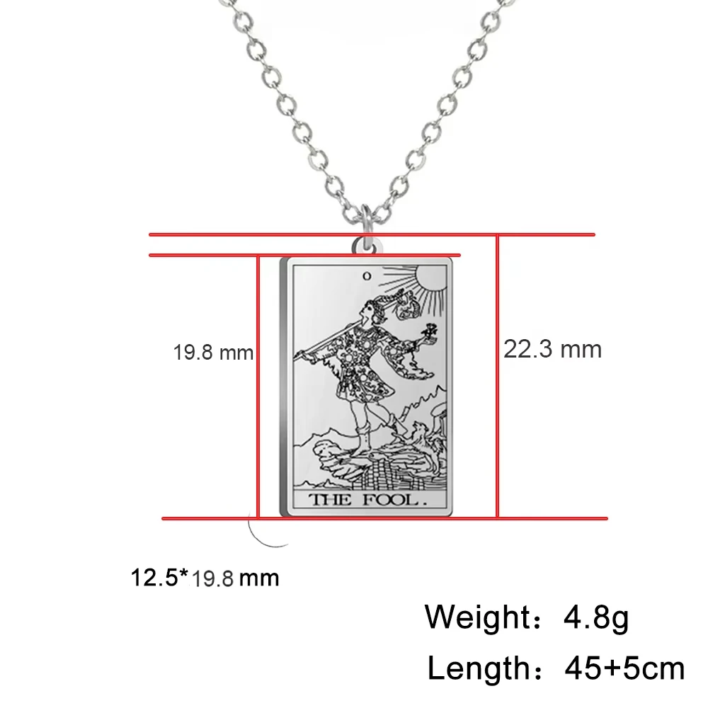Dawapara Tarot Cards Necklace Women Stainless Steel Necklace Wealth Amulet Classic Tarot Major Arcana Divination Charm Jewelry thumbnail 5