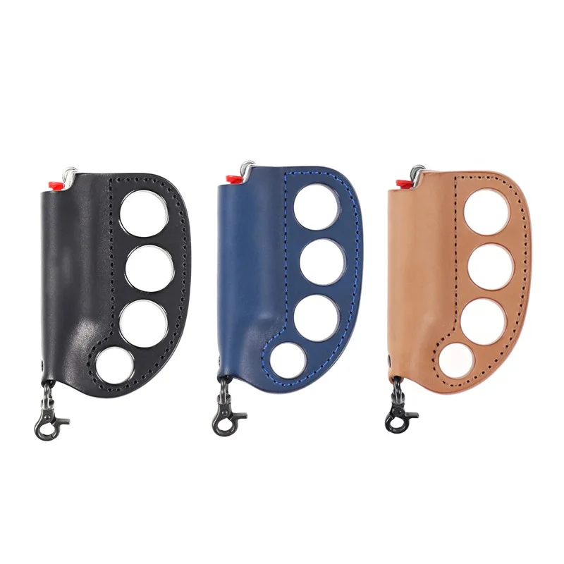 Outdoor Camping Self-defense Lighter Storage Leather Case, Portable Multi-purpose Fighting Keychain thumbnail 6