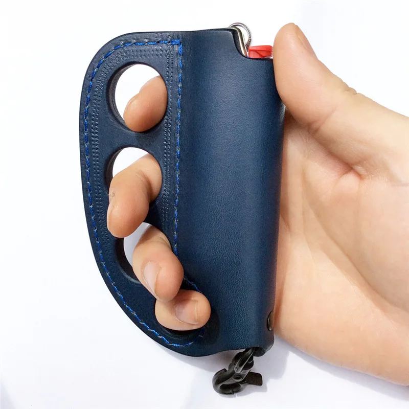 Outdoor Camping Self-defense Lighter Storage Leather Case, Portable Multi-purpose Fighting Keychain thumbnail 4